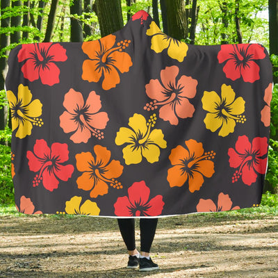 Hibiscus Pattern Print Design HB024 Hooded Blanket-JORJUNE.COM