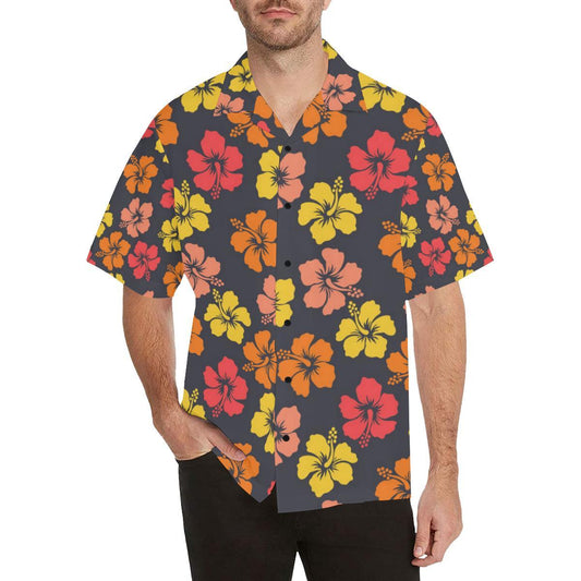 Hibiscus Pattern Print Design HB024 Men Hawaiian Shirt-JorJune