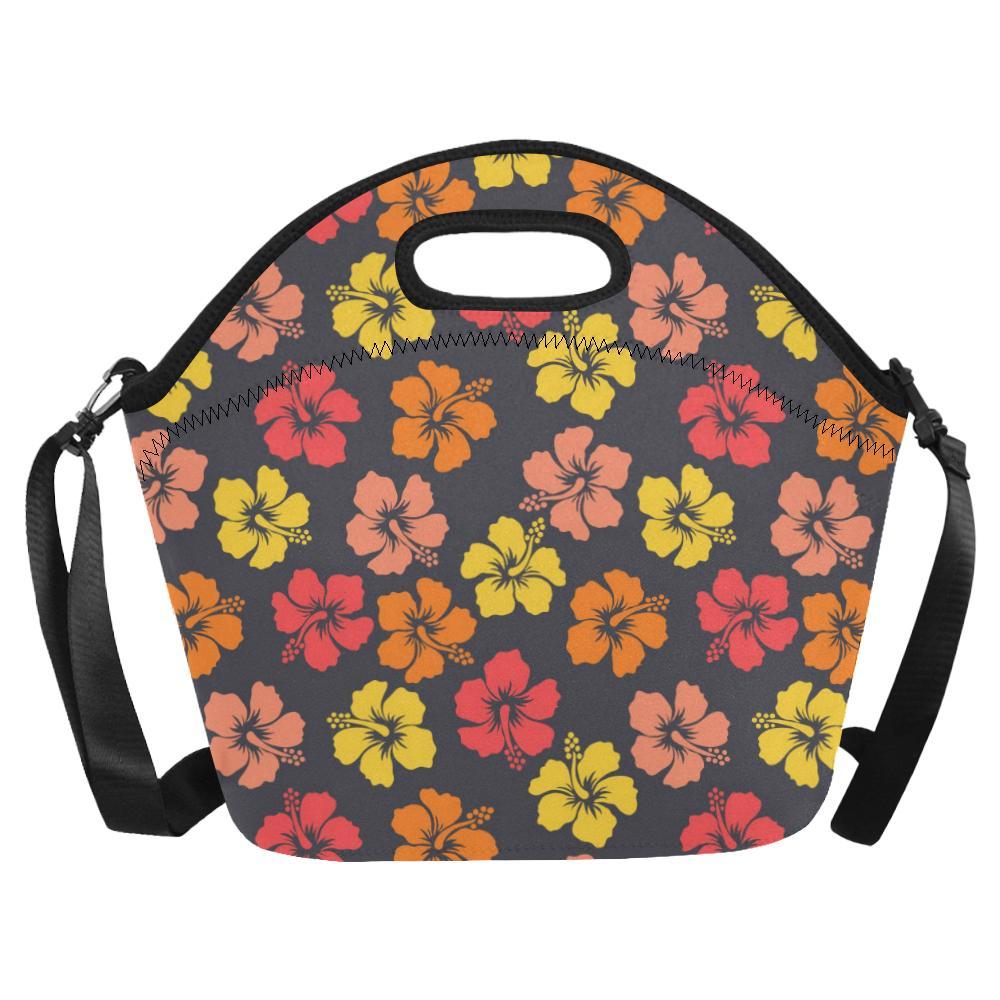 Hibiscus Pattern Print Design HB024 Neoprene Lunch Bag-JorJune