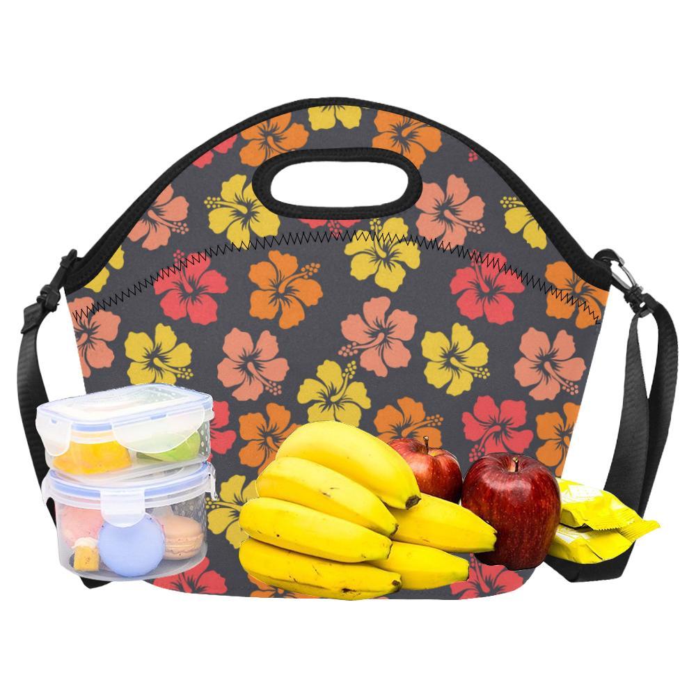 Hibiscus Pattern Print Design HB024 Neoprene Lunch Bag-JorJune
