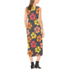 Hibiscus Pattern Print Design HB024 Sleeveless Open Fork Long Dress