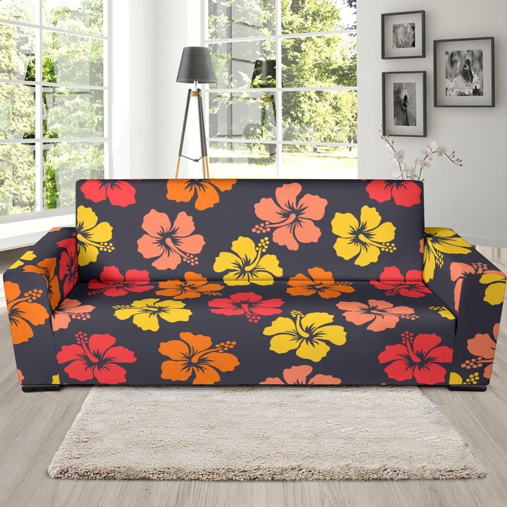 Hibiscus Pattern Print Design HB024 Sofa Slipcover-JORJUNE.COM