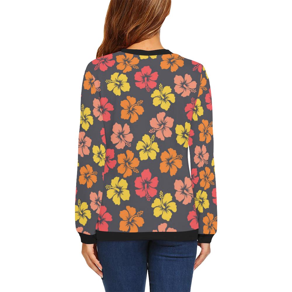 Hibiscus Pattern Print Design HB024 Women Long Sleeve Sweatshirt-JorJune