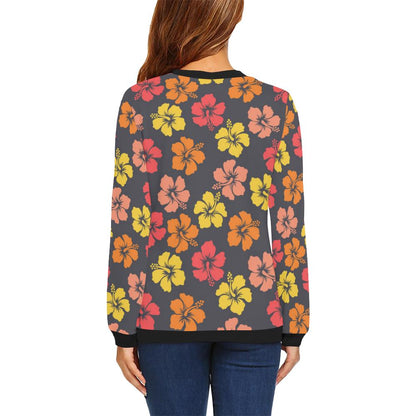 Hibiscus Pattern Print Design HB024 Women Long Sleeve Sweatshirt-JorJune