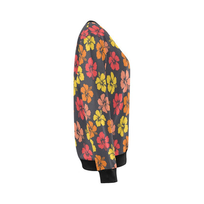 Hibiscus Pattern Print Design HB024 Women Long Sleeve Sweatshirt-JorJune