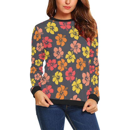 Hibiscus Pattern Print Design HB024 Women Long Sleeve Sweatshirt-JorJune