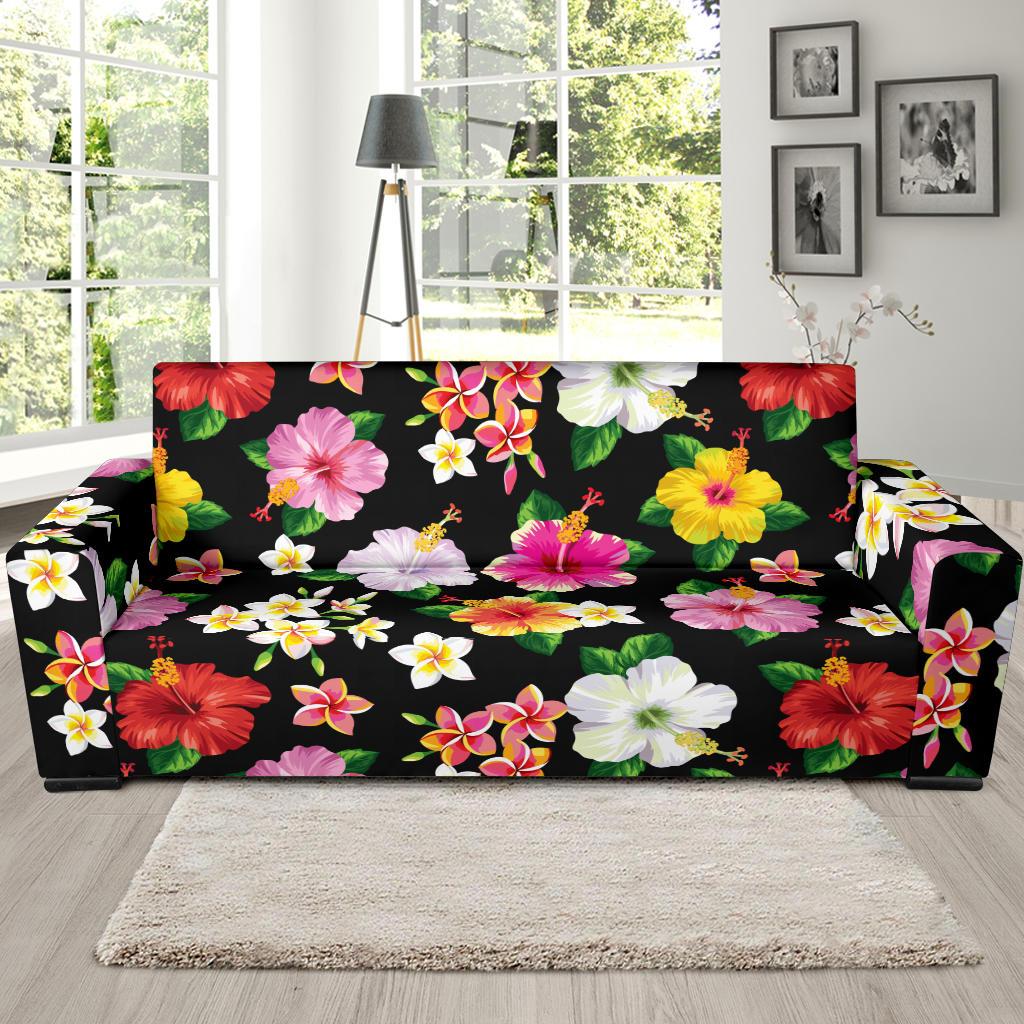 Hibiscus Pattern Print Design HB025 Sofa Slipcover-JORJUNE.COM