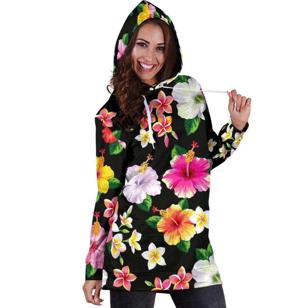 Hibiscus Pattern Print Design HB025 Women Hoodie Dress