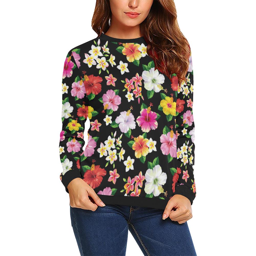 Hibiscus Pattern Print Design HB025 Women Long Sleeve Sweatshirt-JorJune