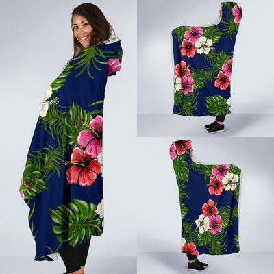 Hibiscus Pattern Print Design HB028 Hooded Blanket-JORJUNE.COM