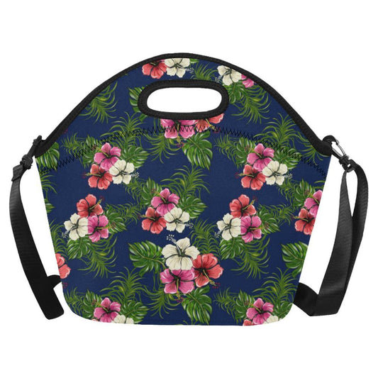Hibiscus Pattern Print Design HB028 Neoprene Lunch Bag-JorJune