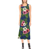 Hibiscus Pattern Print Design HB028 Sleeveless Open Fork Long Dress