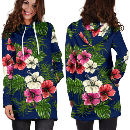 Hibiscus Pattern Print Design HB028 Women Hoodie Dress