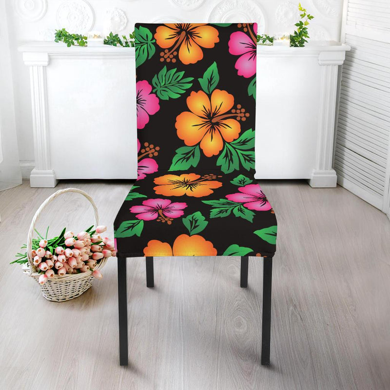 Hibiscus Pattern Print Design HB029 Dining Chair Slipcover-JORJUNE.COM