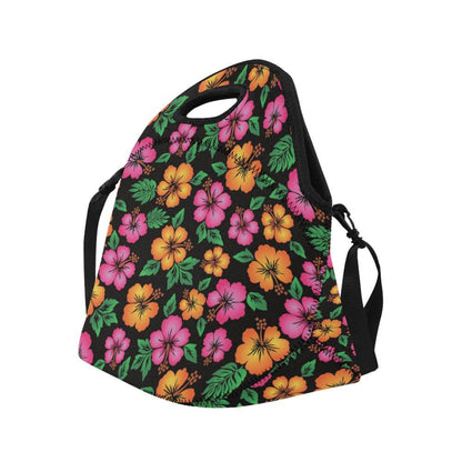 Hibiscus Pattern Print Design HB029 Neoprene Lunch Bag-JorJune