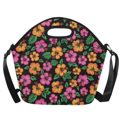 Hibiscus Pattern Print Design HB029 Neoprene Lunch Bag-JorJune