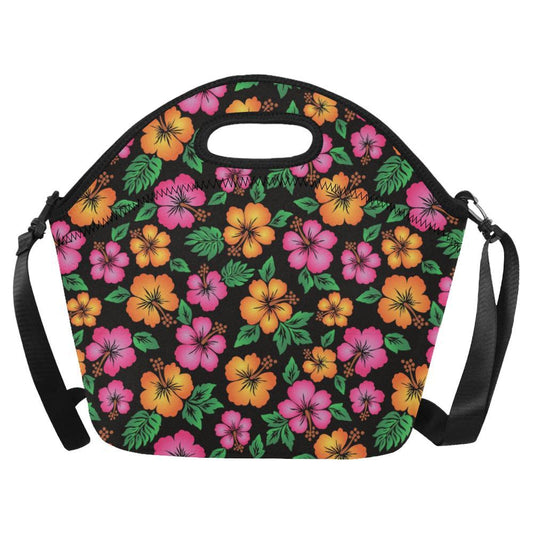 Hibiscus Pattern Print Design HB029 Neoprene Lunch Bag-JorJune