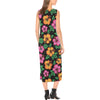 Hibiscus Pattern Print Design HB029 Sleeveless Open Fork Long Dress