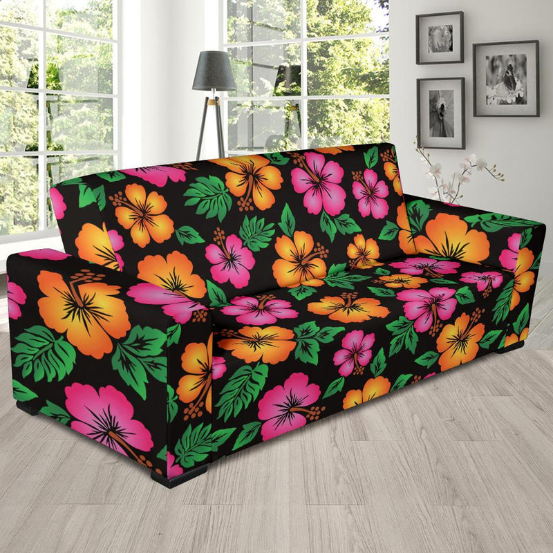 Hibiscus Pattern Print Design HB029 Sofa Slipcover-JORJUNE.COM