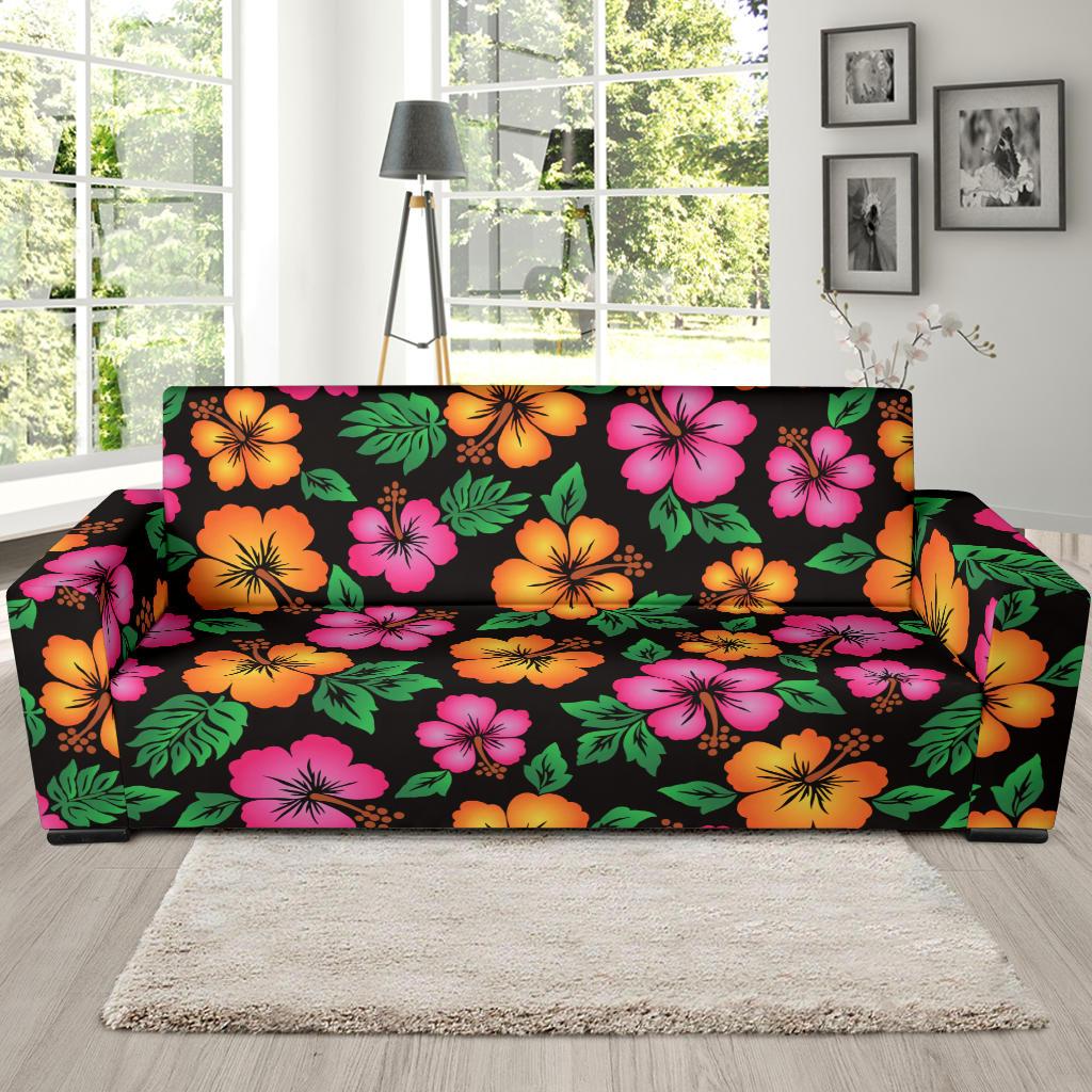 Hibiscus Pattern Print Design HB029 Sofa Slipcover-JORJUNE.COM