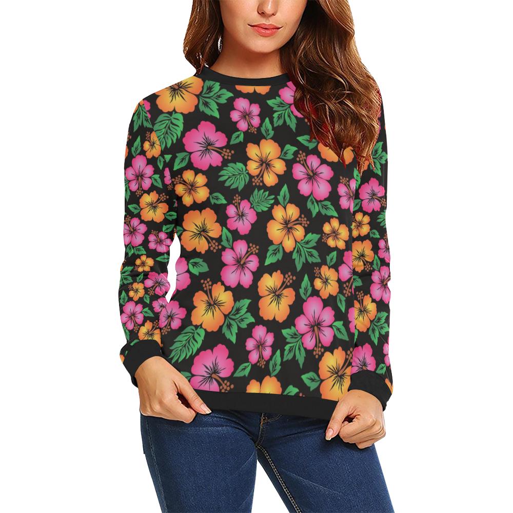 Hibiscus Pattern Print Design HB029 Women Long Sleeve Sweatshirt-JorJune