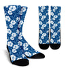 Hibiscus Pattern Print Design HB03 Crew Socks-JORJUNE.COM