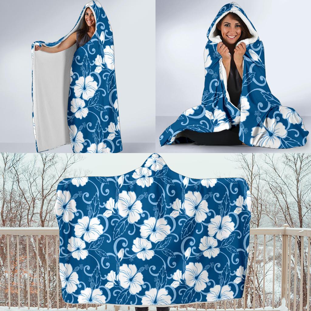 Hibiscus Pattern Print Design HB03 Hooded Blanket-JORJUNE.COM