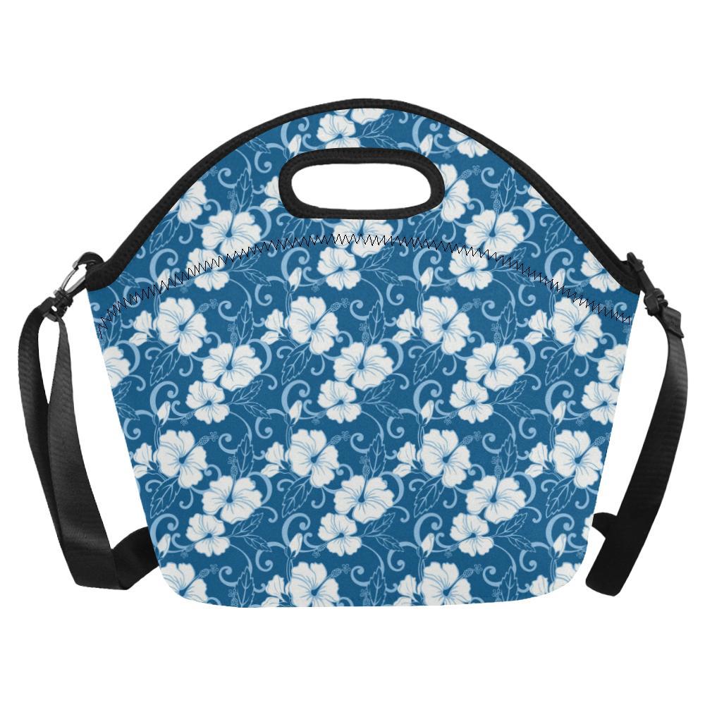 Hibiscus Pattern Print Design HB03 Neoprene Lunch Bag-JorJune