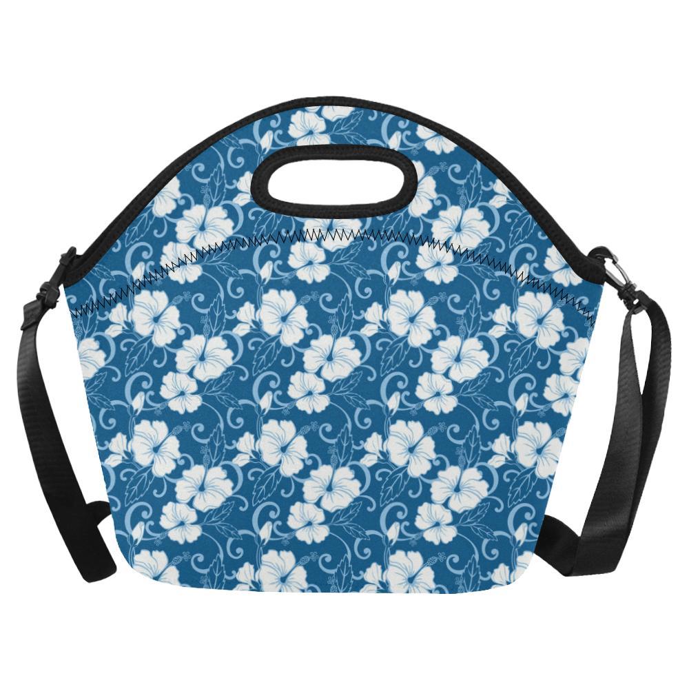 Hibiscus Pattern Print Design HB03 Neoprene Lunch Bag-JorJune