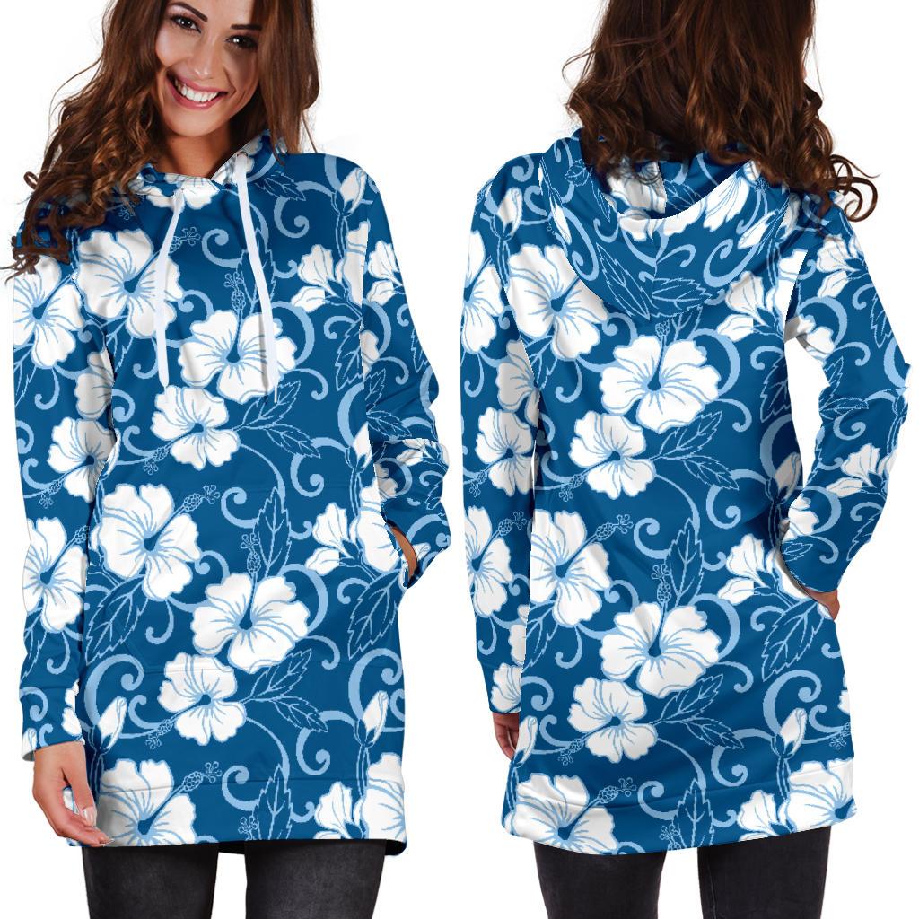 Hibiscus Pattern Print Design HB03 Women Hoodie Dress