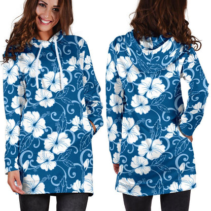 Hibiscus Pattern Print Design HB03 Women Hoodie Dress