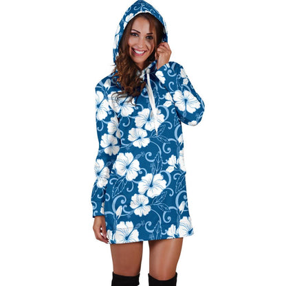 Hibiscus Pattern Print Design HB03 Women Hoodie Dress