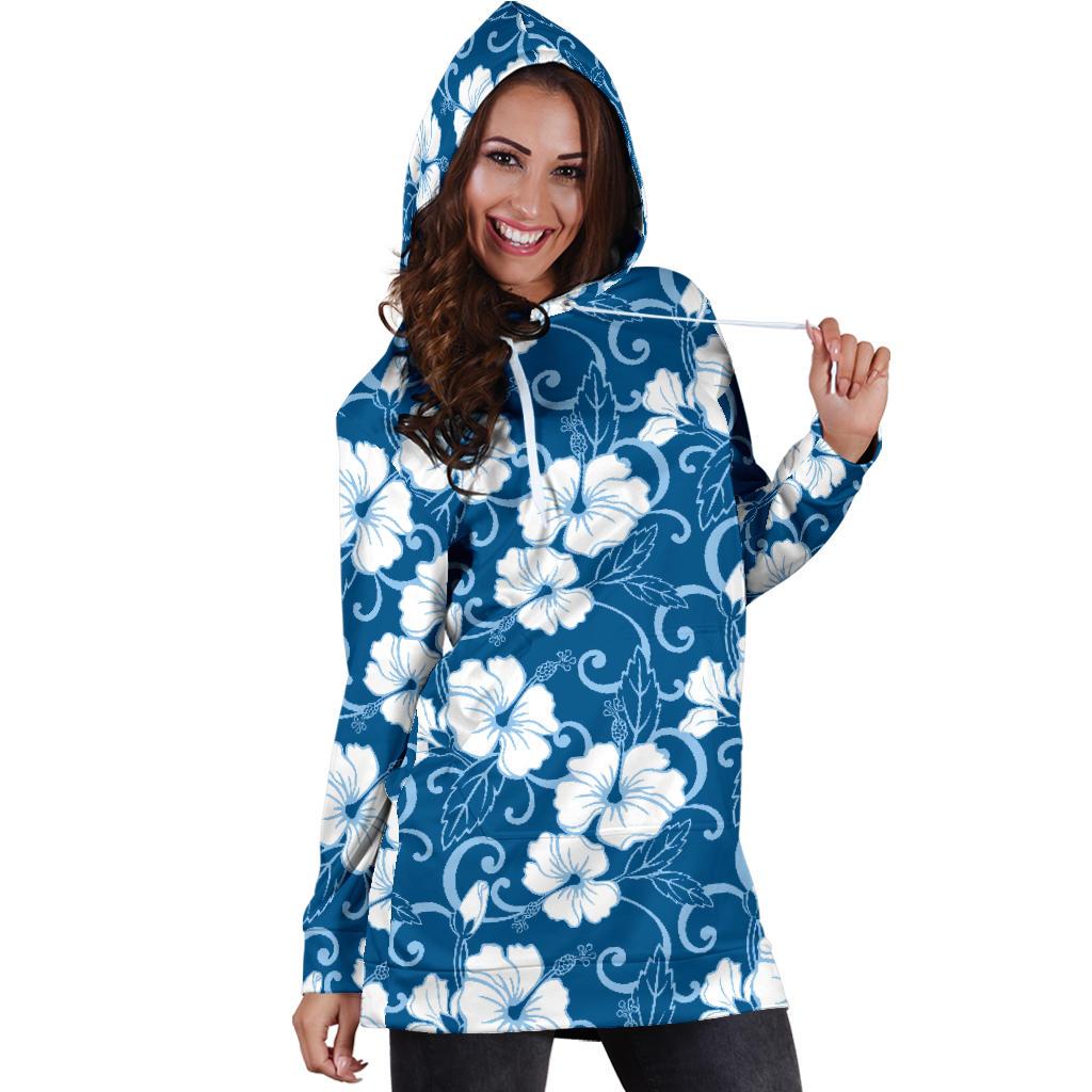 Hibiscus Pattern Print Design HB03 Women Hoodie Dress