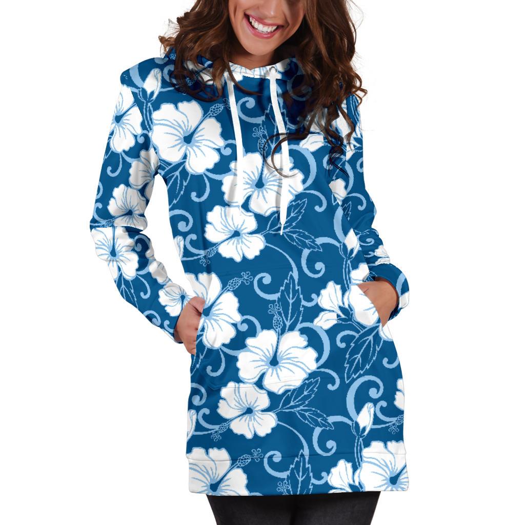 Hibiscus Pattern Print Design HB03 Women Hoodie Dress