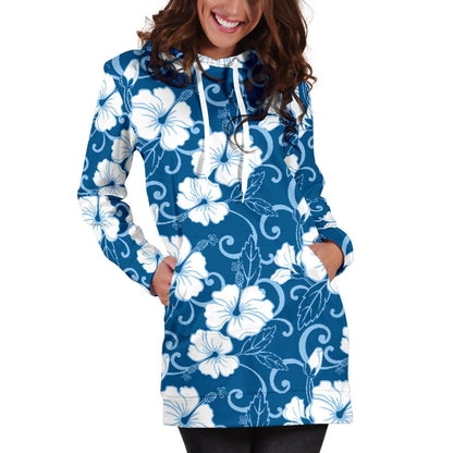 Hibiscus Pattern Print Design HB03 Women Hoodie Dress