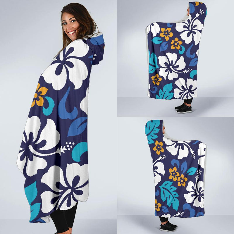 Hibiscus Pattern Print Design HB030 Hooded Blanket-JORJUNE.COM