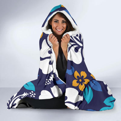 Hibiscus Pattern Print Design HB030 Hooded Blanket-JORJUNE.COM