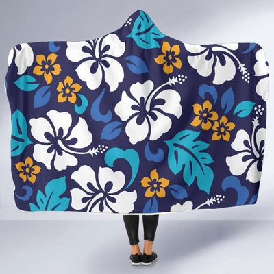 Hibiscus Pattern Print Design HB030 Hooded Blanket-JORJUNE.COM