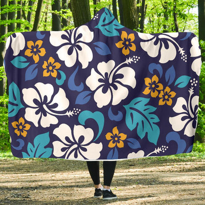 Hibiscus Pattern Print Design HB030 Hooded Blanket-JORJUNE.COM