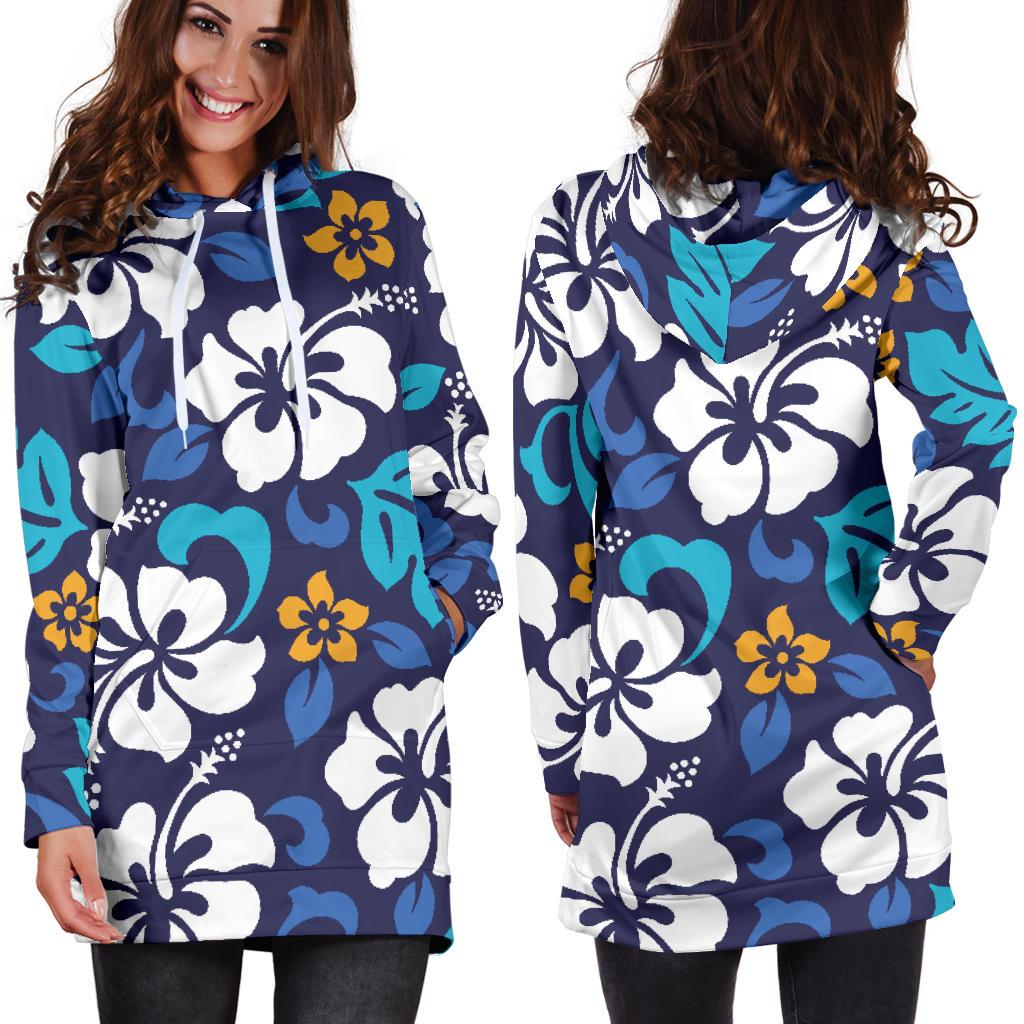 Hibiscus Pattern Print Design HB030 Women Hoodie Dress