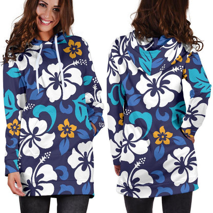 Hibiscus Pattern Print Design HB030 Women Hoodie Dress