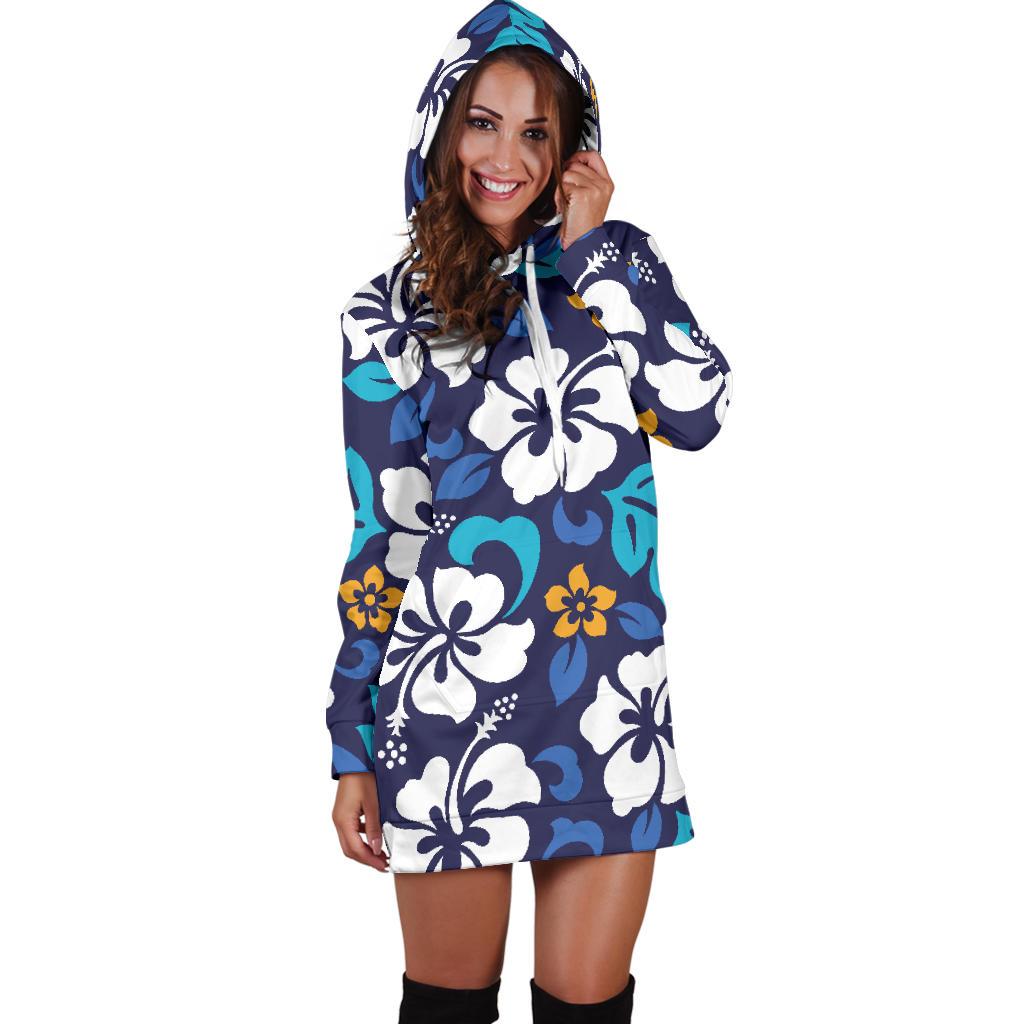 Hibiscus Pattern Print Design HB030 Women Hoodie Dress