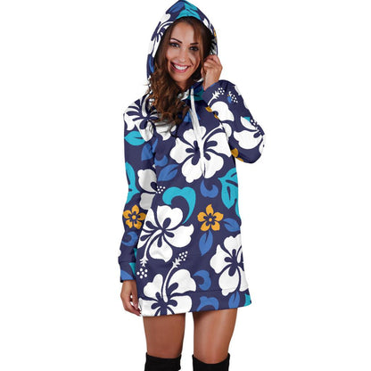Hibiscus Pattern Print Design HB030 Women Hoodie Dress