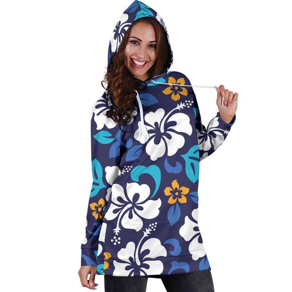 Hibiscus Pattern Print Design HB030 Women Hoodie Dress