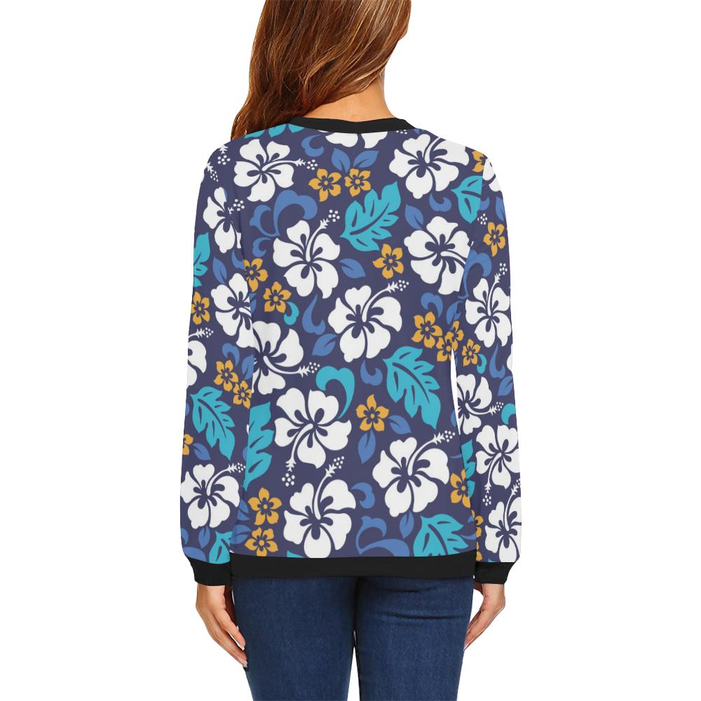 Hibiscus Pattern Print Design HB030 Women Long Sleeve Sweatshirt-JorJune