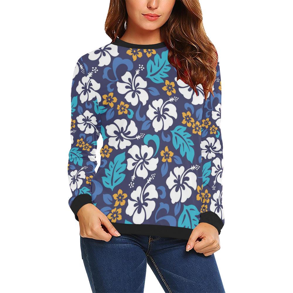 Hibiscus Pattern Print Design HB030 Women Long Sleeve Sweatshirt-JorJune