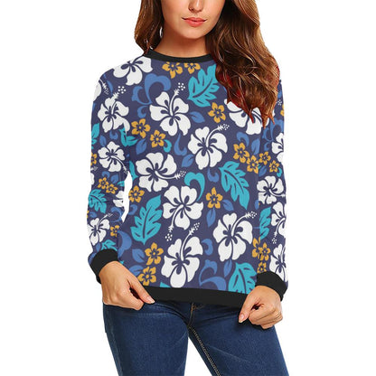 Hibiscus Pattern Print Design HB030 Women Long Sleeve Sweatshirt-JorJune