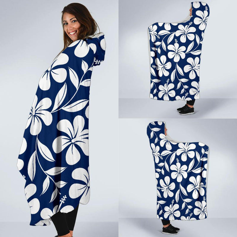 Hibiscus Pattern Print Design HB031 Hooded Blanket-JORJUNE.COM