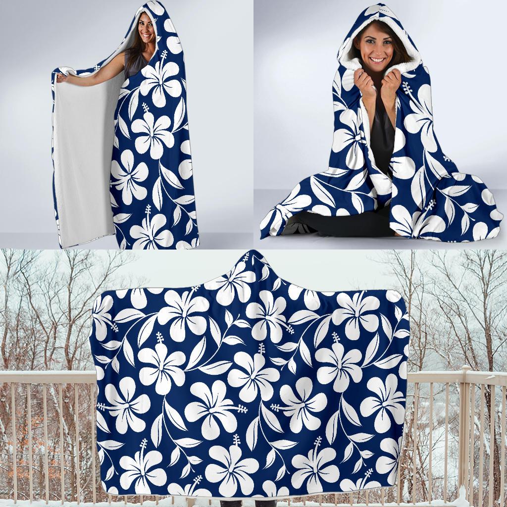 Hibiscus Pattern Print Design HB031 Hooded Blanket-JORJUNE.COM