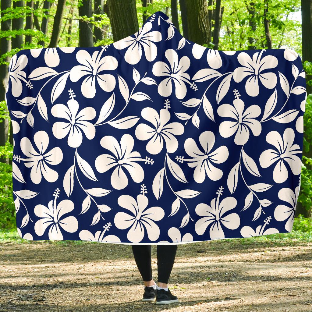 Hibiscus Pattern Print Design HB031 Hooded Blanket-JORJUNE.COM